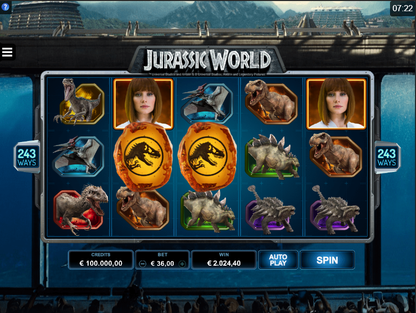 Jurassic World Slot Gameplay