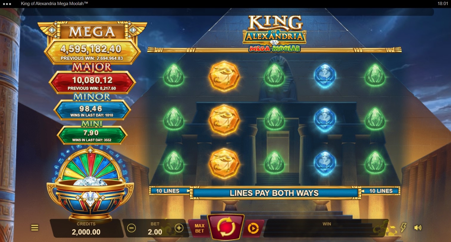 King of Alexandria Mega Moolah Slot Gameplay