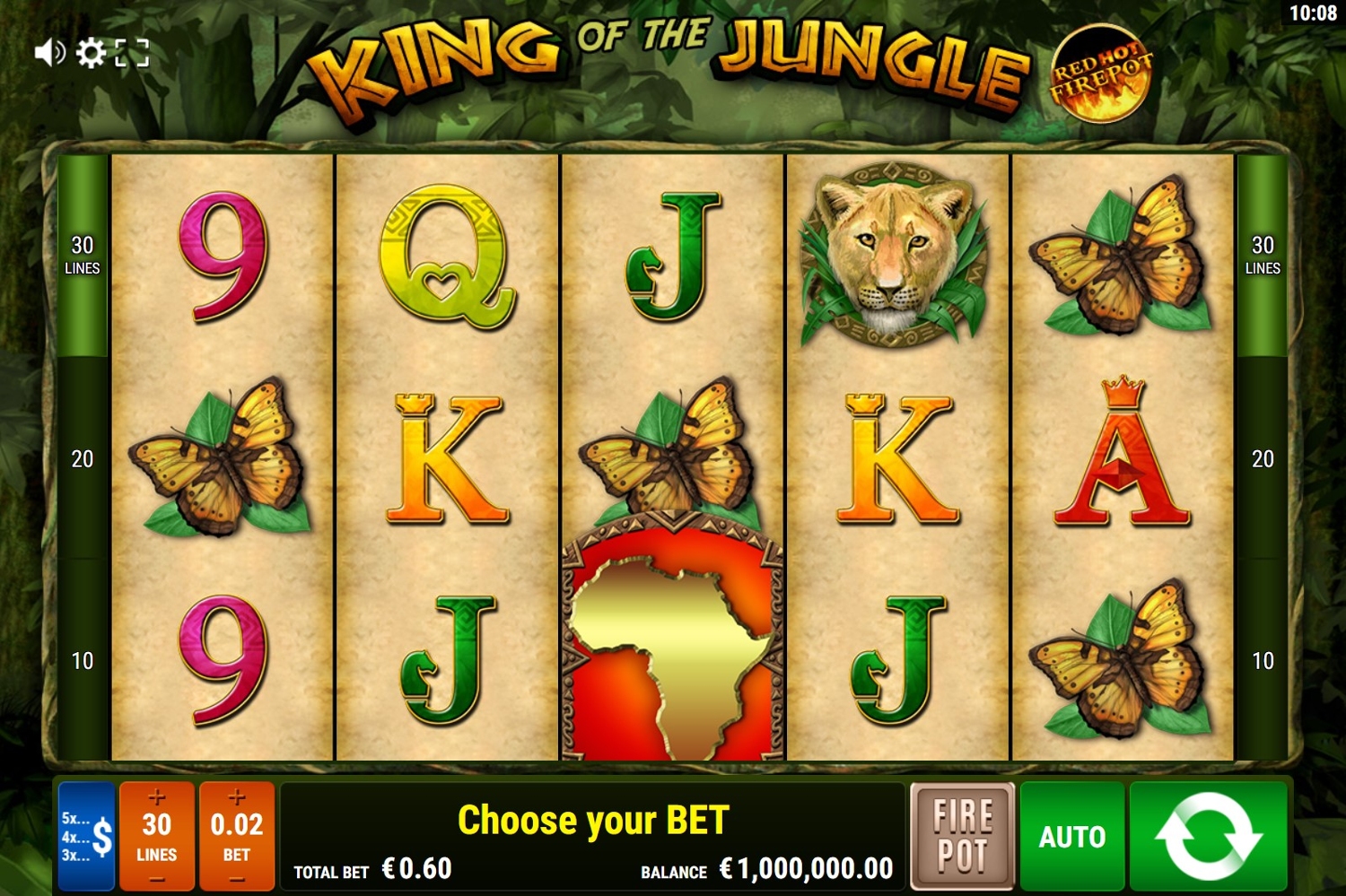 King of the Jungle - Red Hot Firepot Slot Gameplay