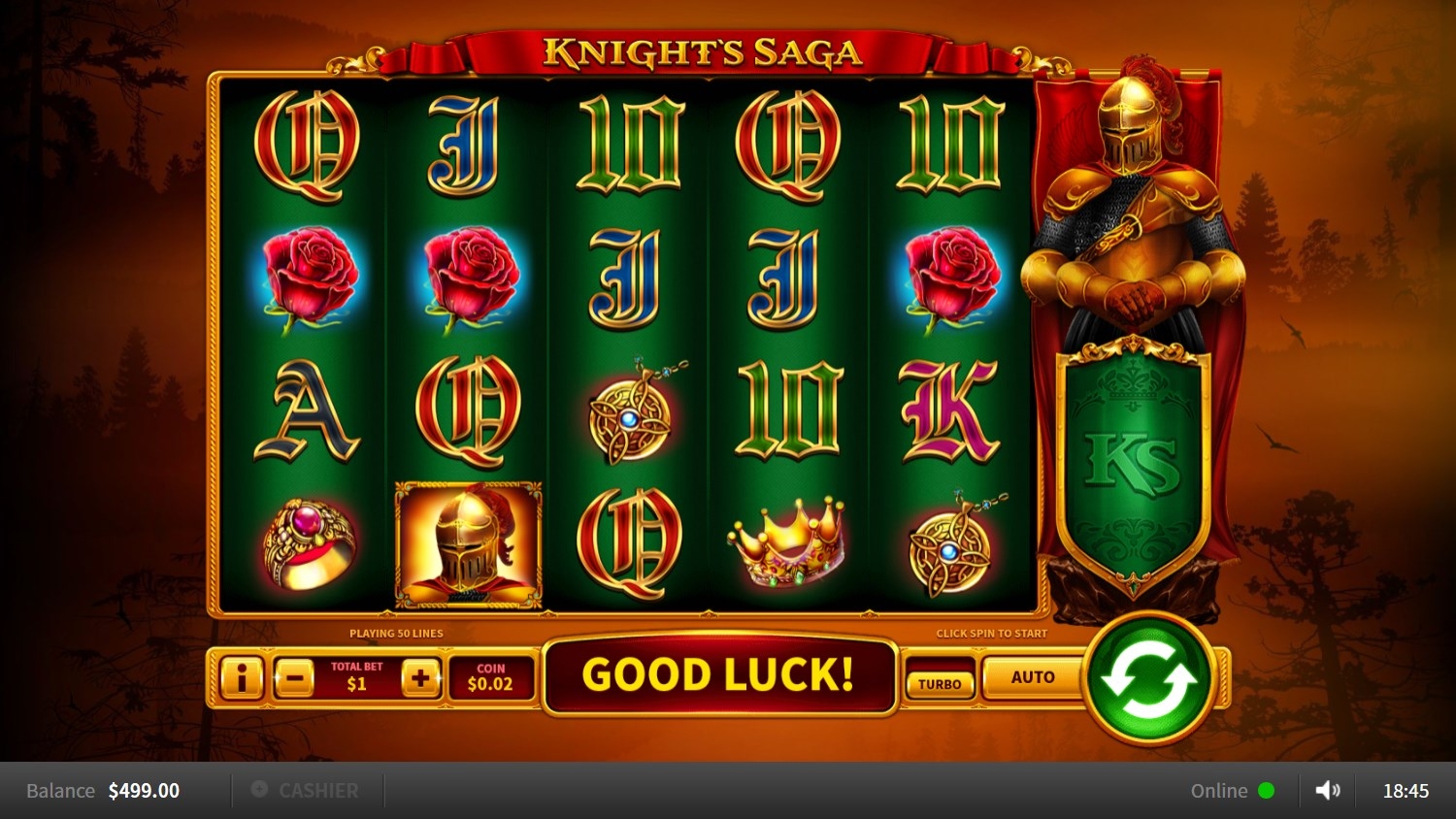 Knight s Saga Slot Gameplay