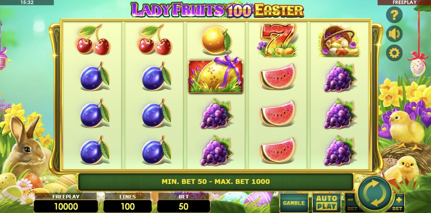 Lady Fruits 100 Easter Slot Gameplay