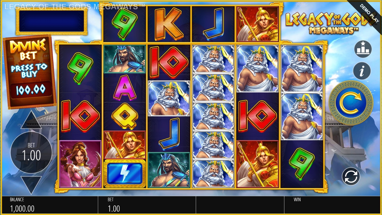 Legacy of the Gods Megaways Slot Gameplay