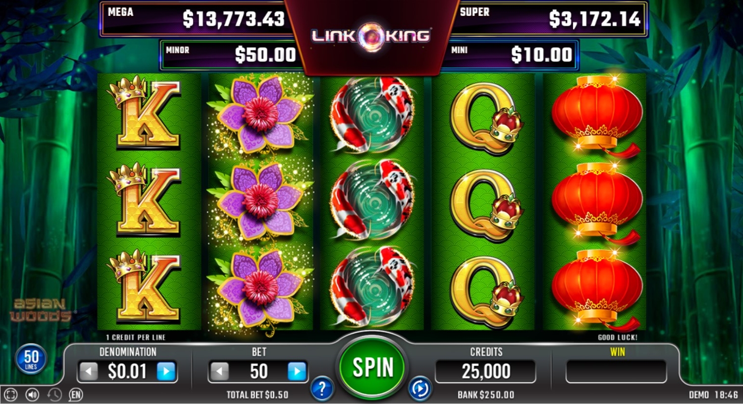 Link King Asian Woods Slot Gameplay