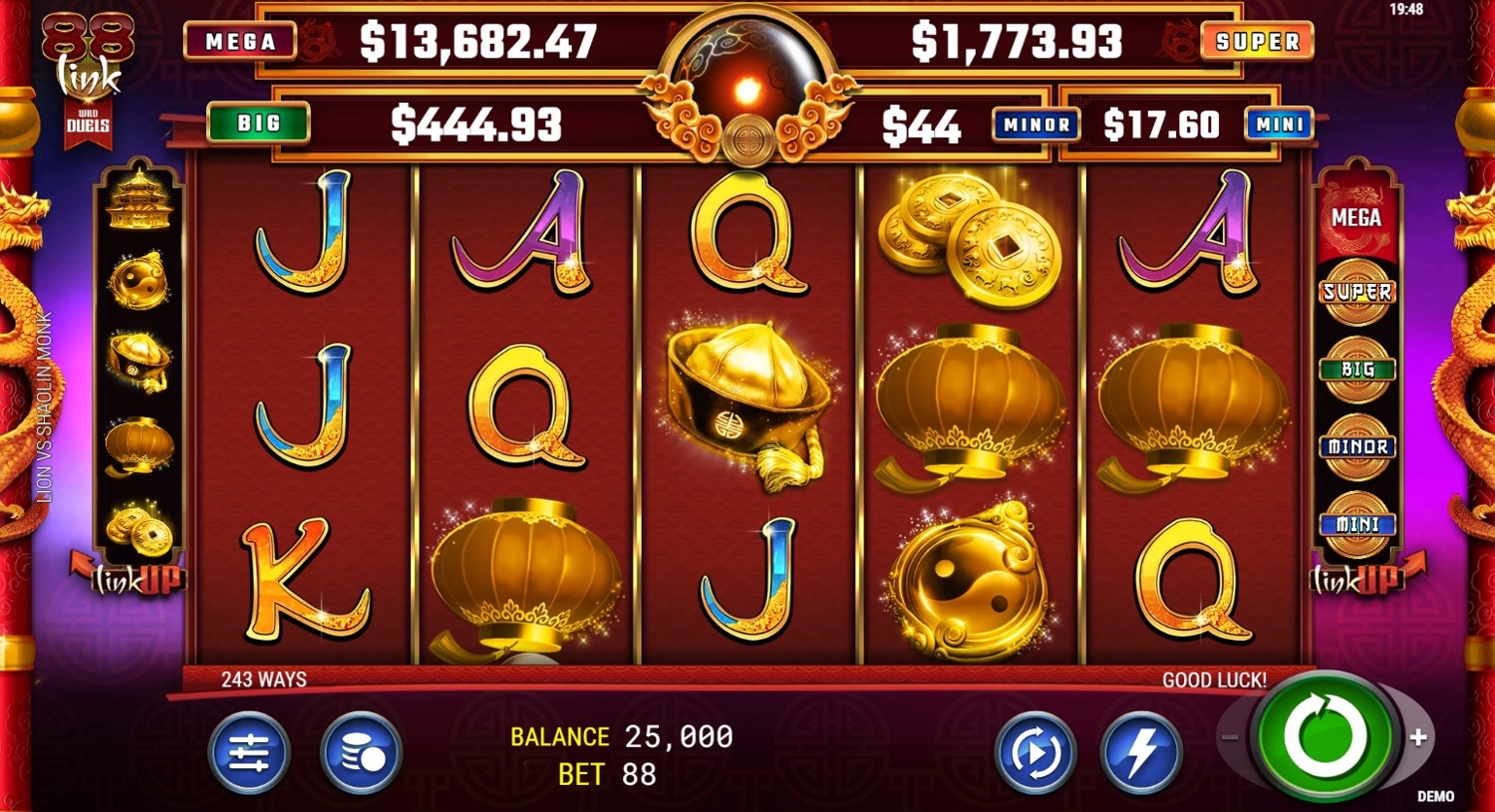 Lion vs Shaolin Monk Slot Gameplay