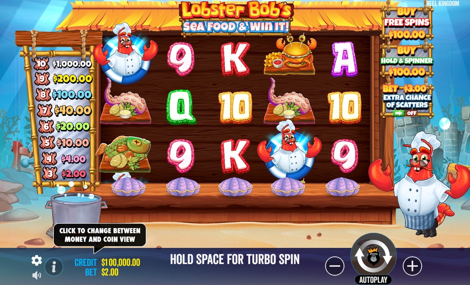 Lobster Bob's Sea Food and Win It Slot Gameplay