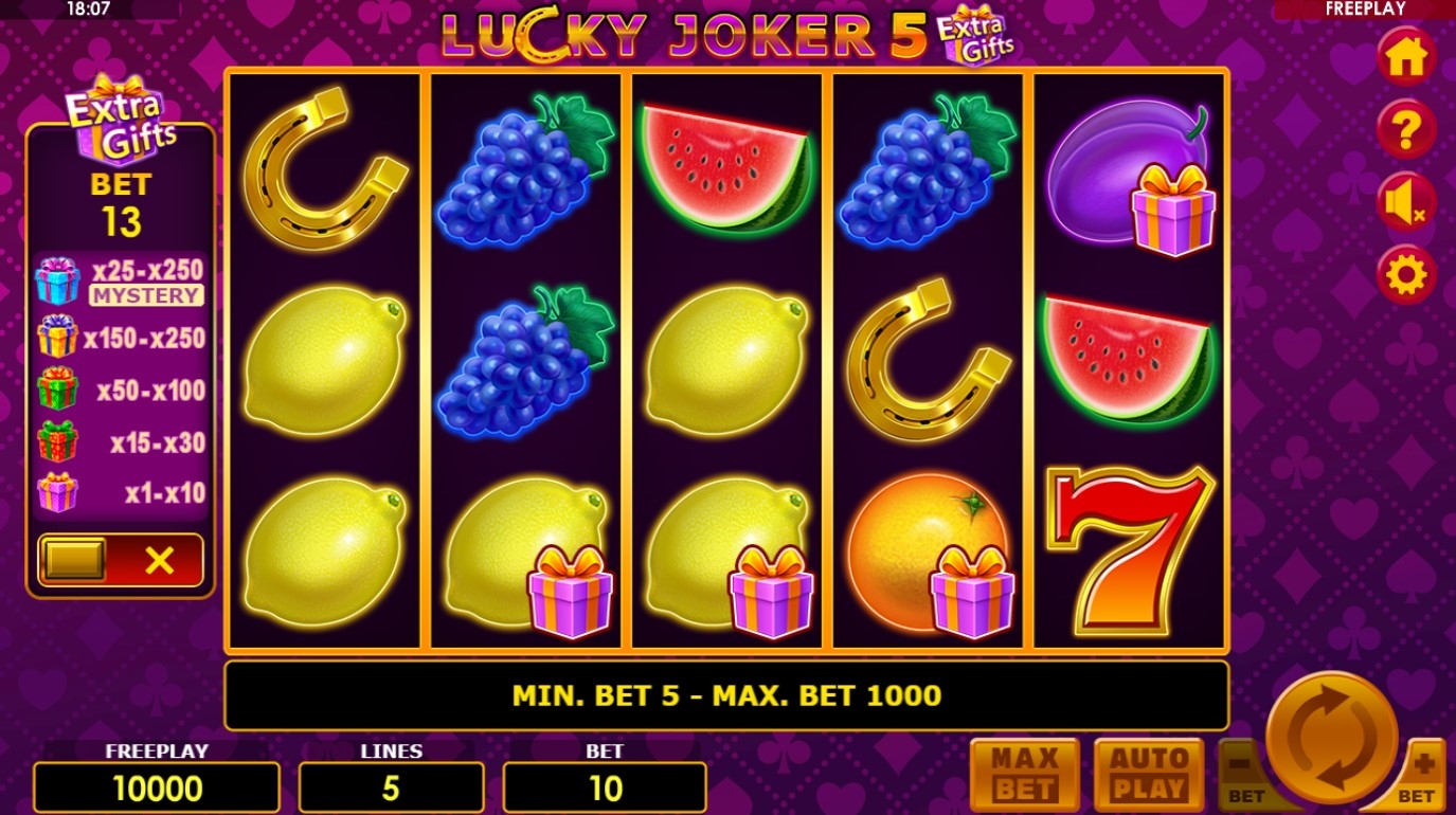 Lucky Joker 5 Extra Gifts Slot Gameplay