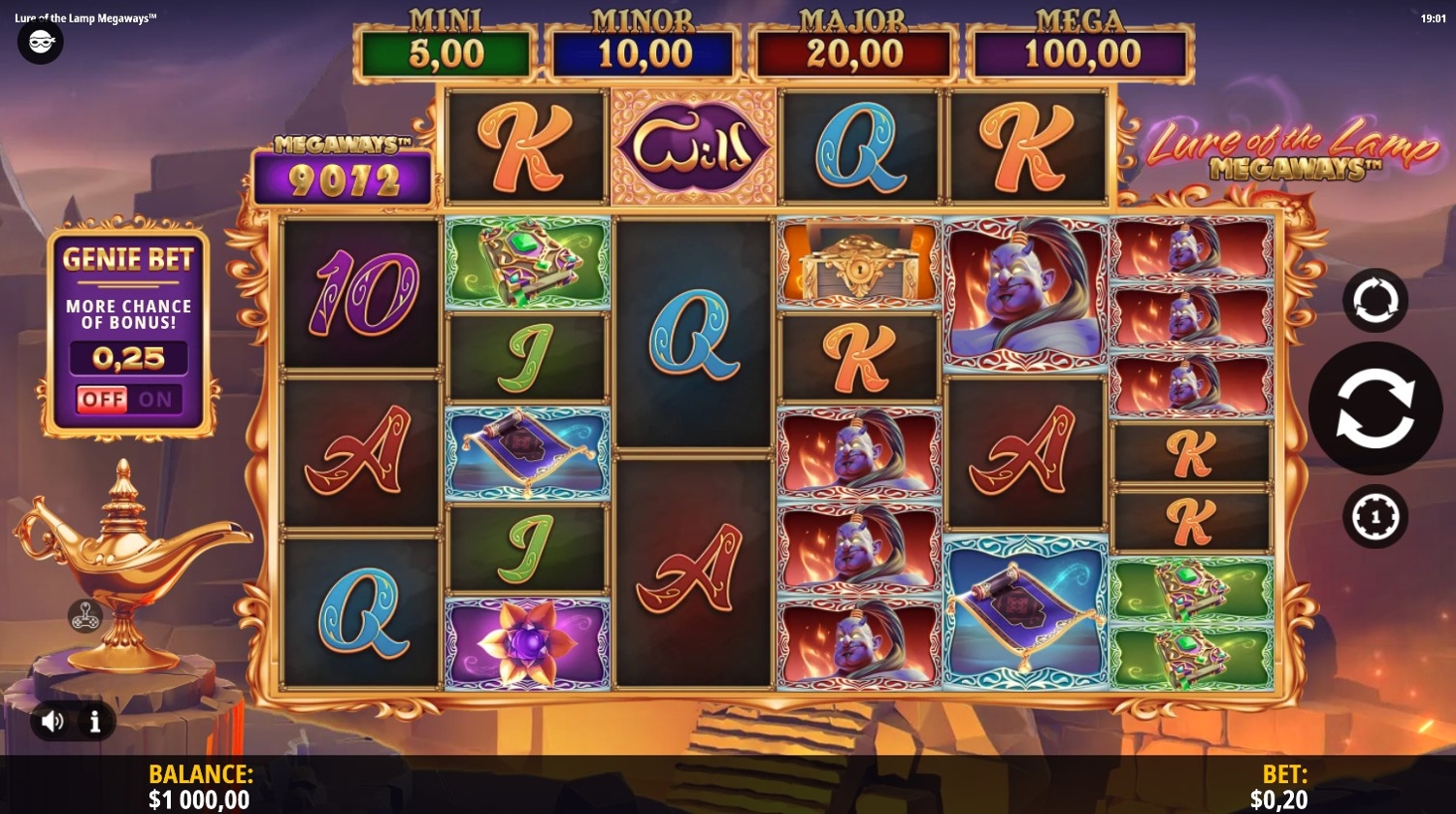 Lure of the Lamp Megaways Slot Gameplay