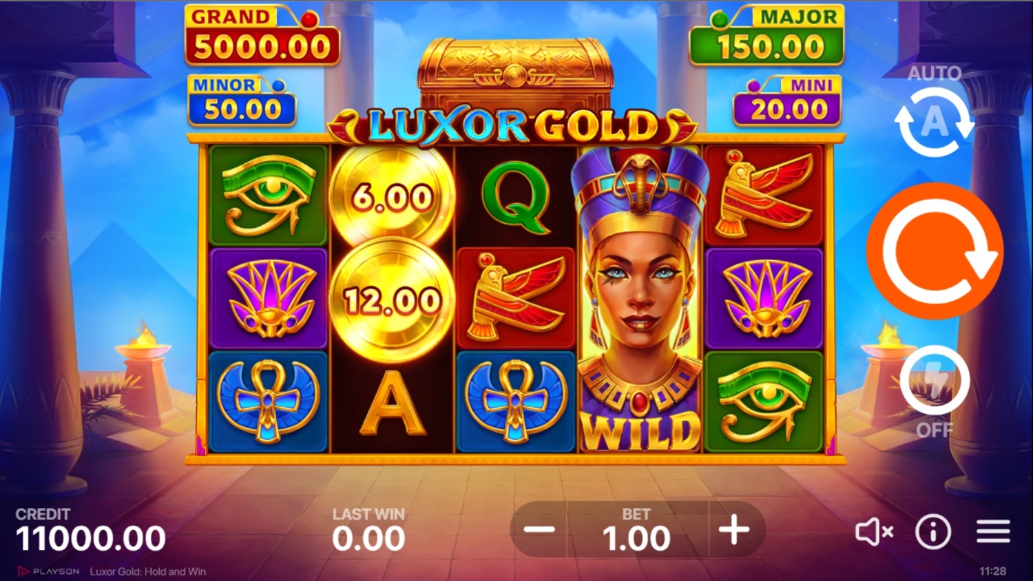 Luxor Gold: Hold and Win Slot Gameplay