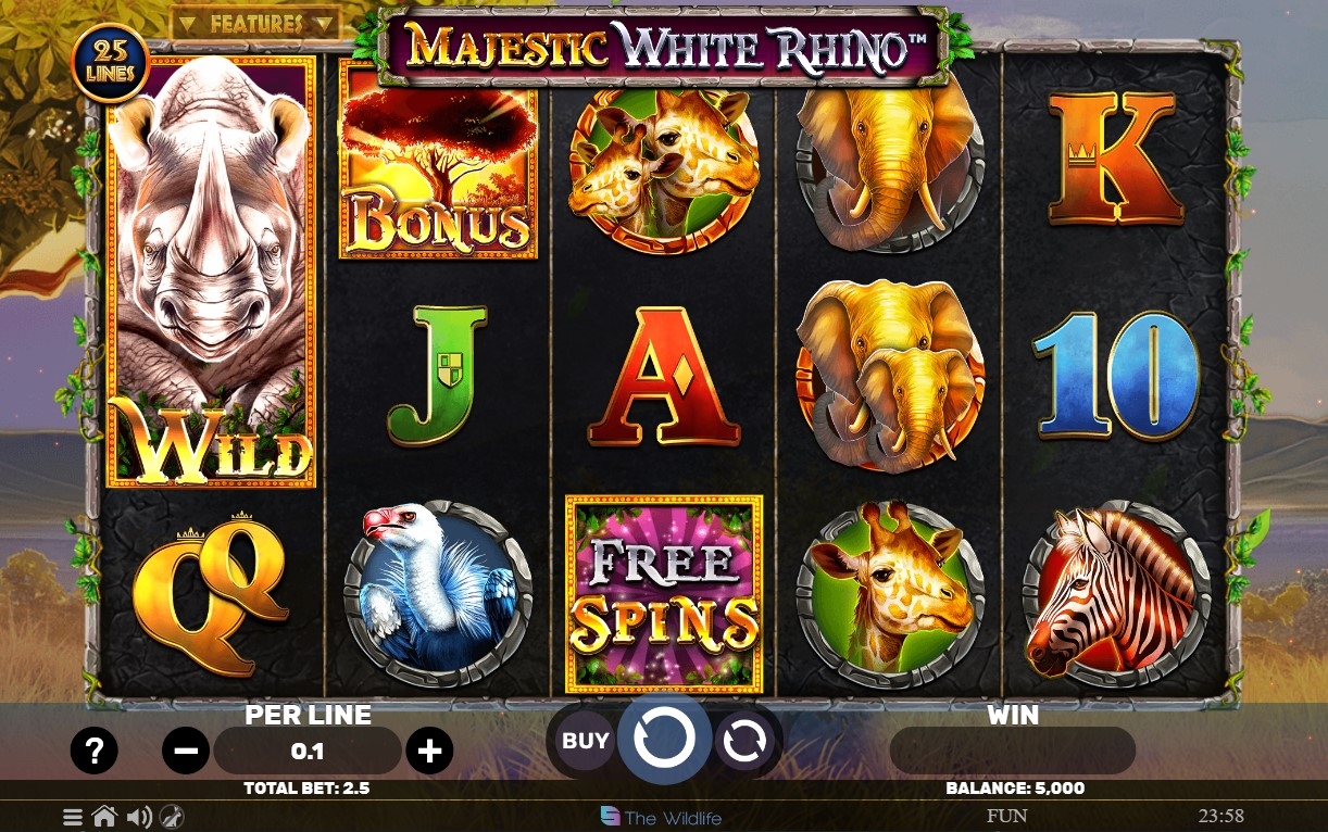 Majestic White Rhino Slot Gameplay