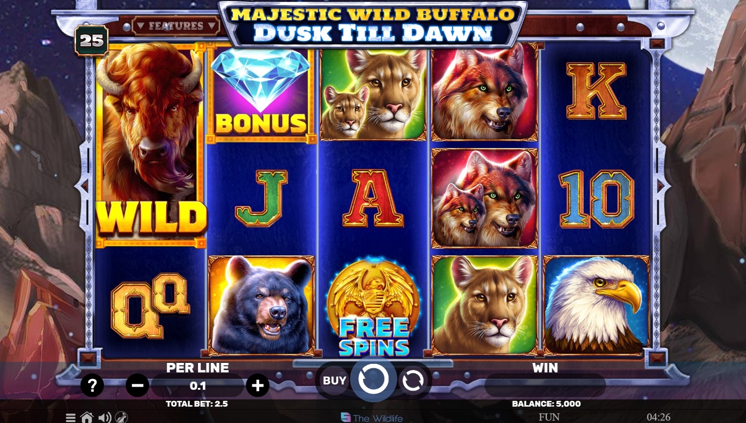 Majestic Wild Buffalo - Dusk Till Dawn Slot Gameplay
