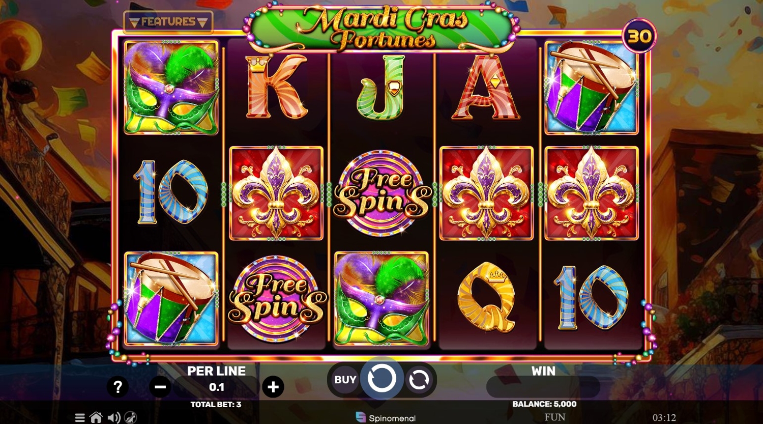 Mardi Gras Fortunes Slot Gameplay