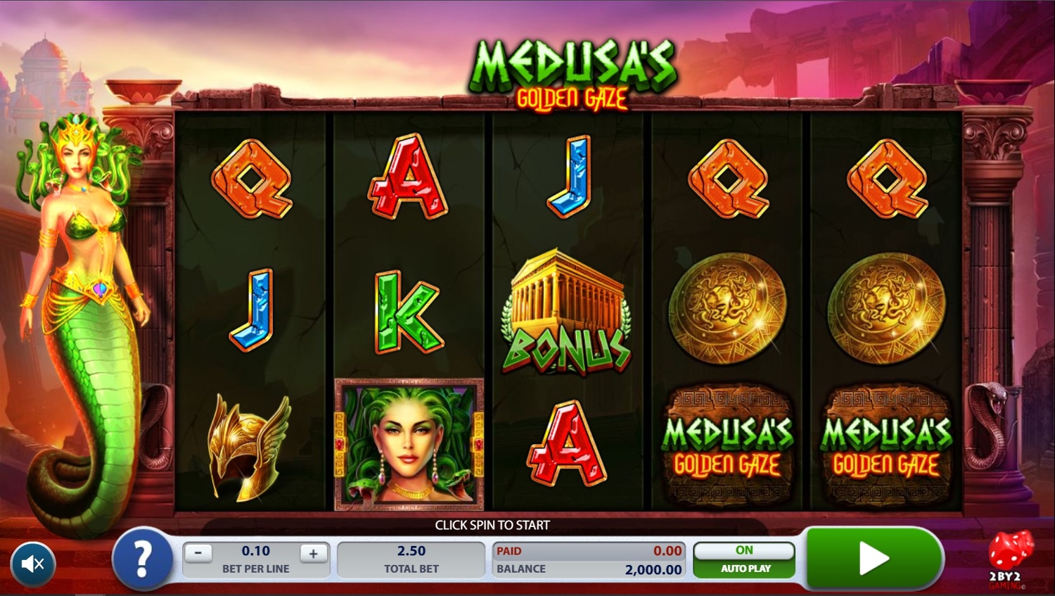 Medusa'sa Golden Gaze Slot Gameplay