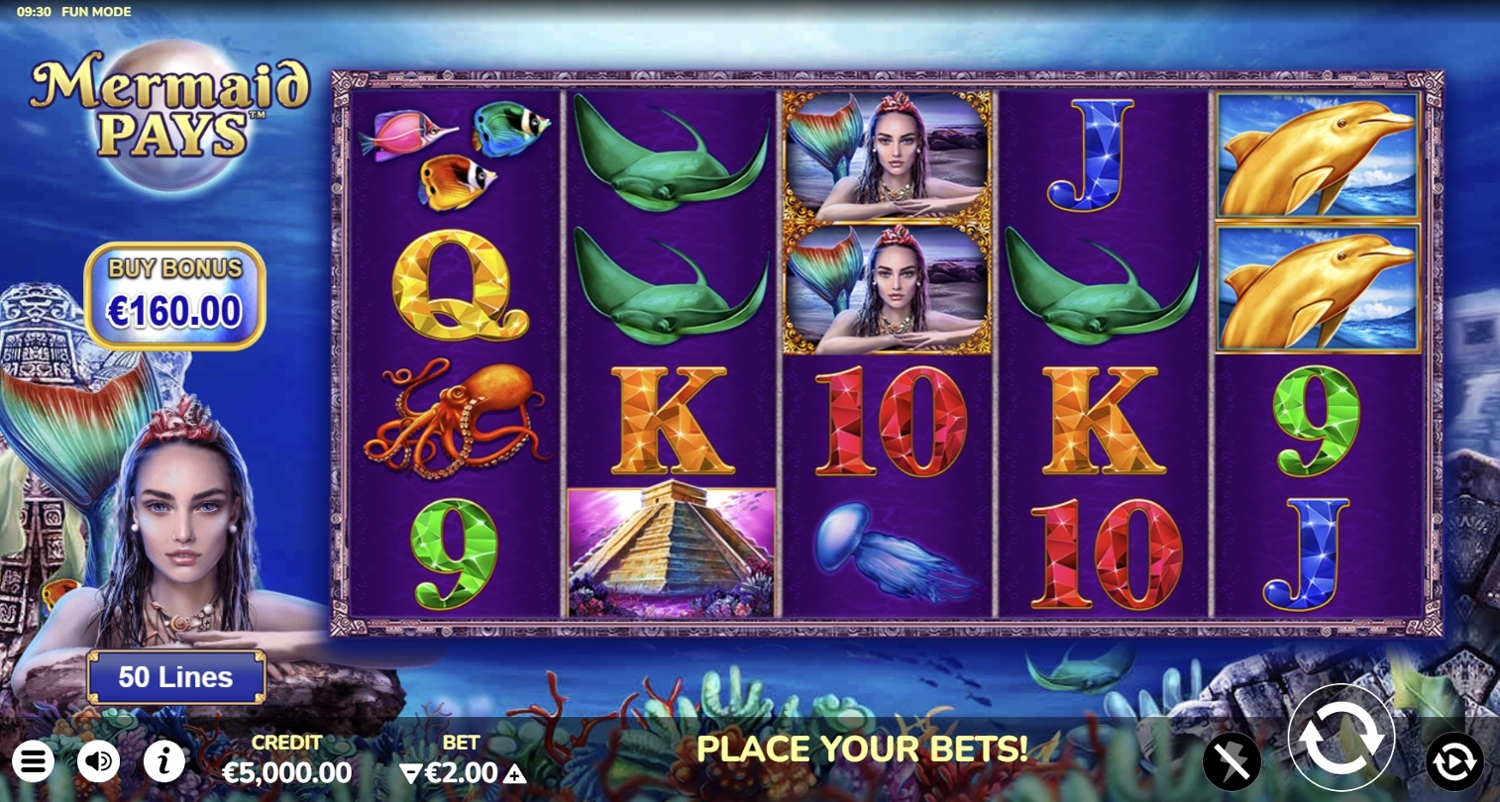 Mermaid Pays (50 lines) Slot Gameplay