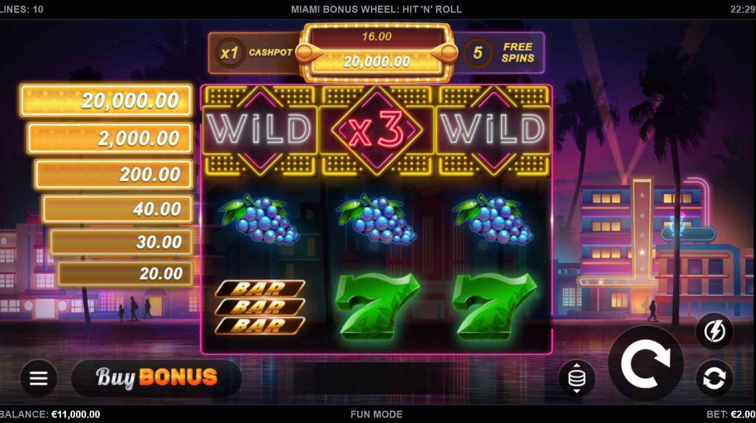 Miami Bonus Wheel Hit 'n' Roll Slot Gameplay