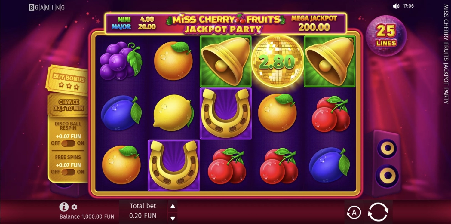 Miss Cherry Fruits Jackpot Party Slot Gameplay