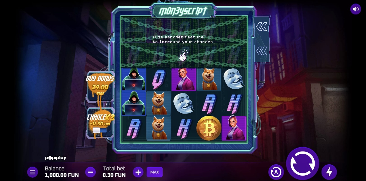 Mon3yscript Slot Gameplay