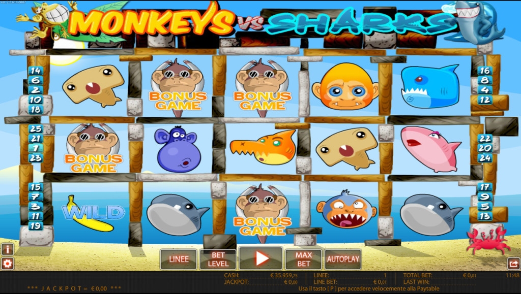 Monkeys VS Sharks Slot Gameplay