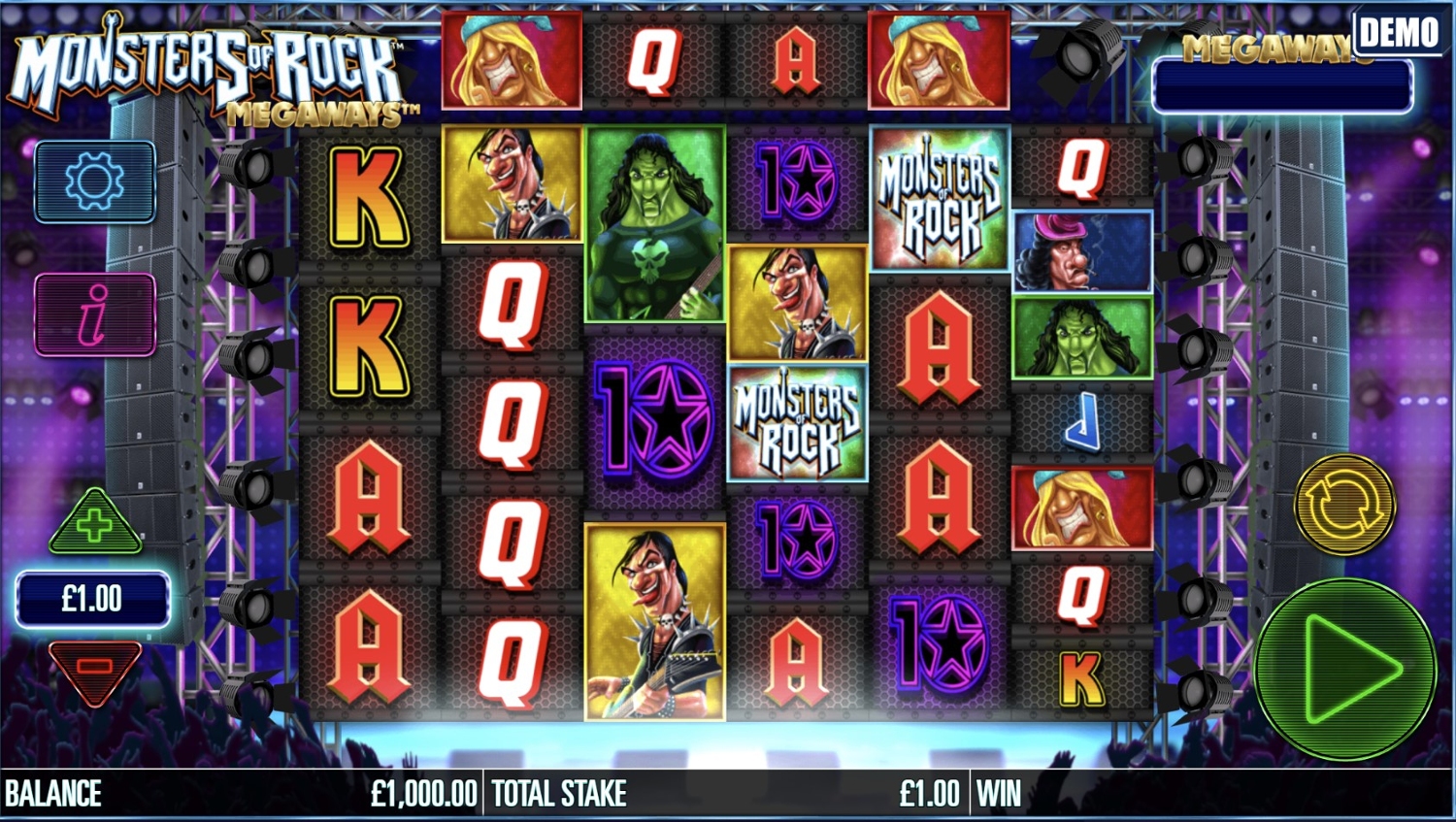 Monsters of Rock Megaways Slot Gameplay