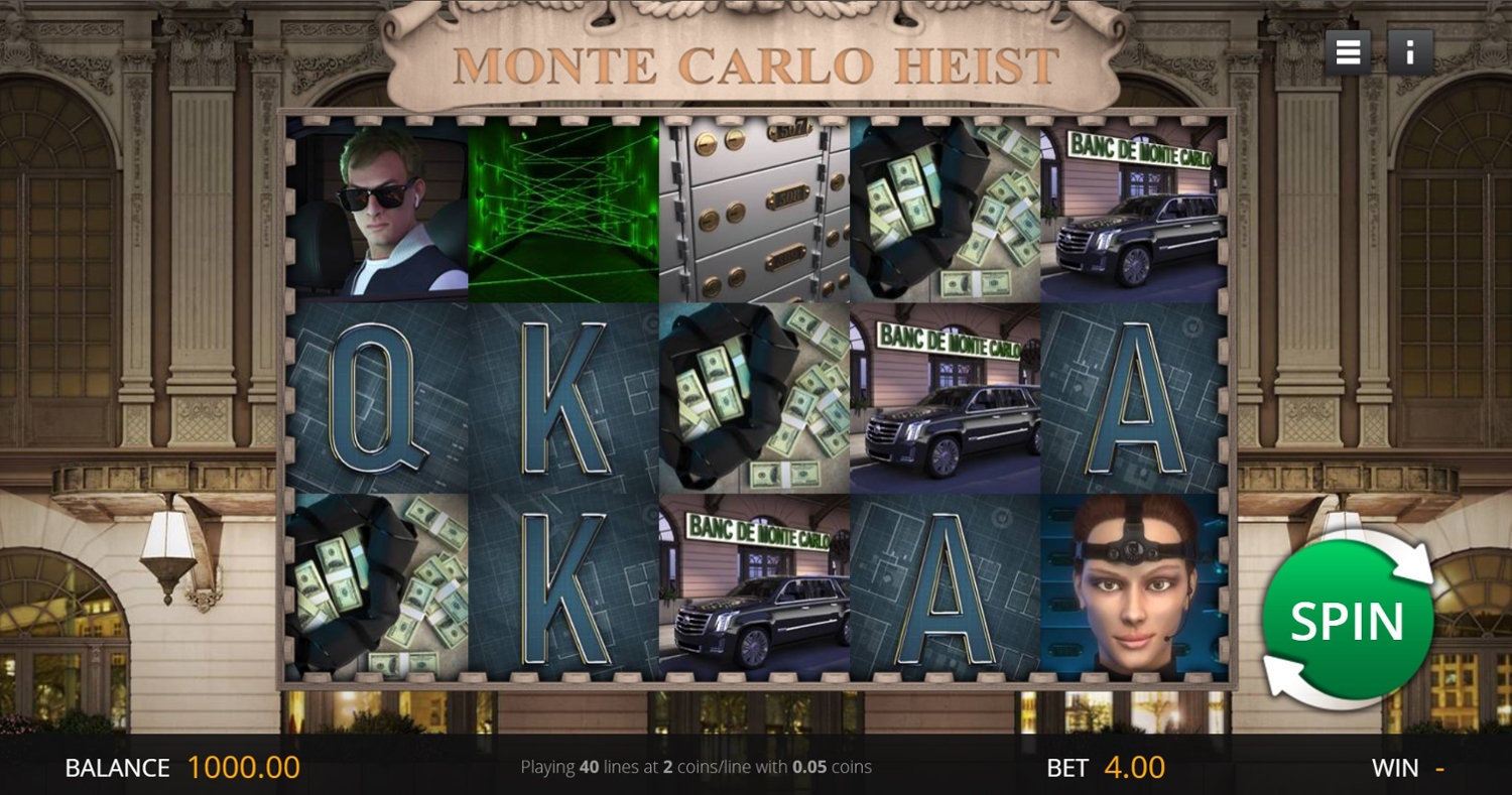 Monte Carlo Heist Slot Gameplay