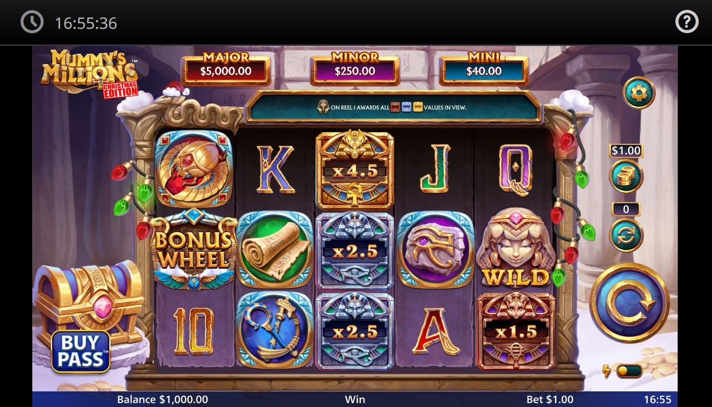 Mummy's Millions Christmas Slot Gameplay