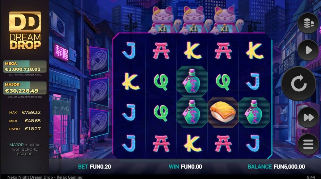 Neko Night: Dream Drop Slot Gameplay