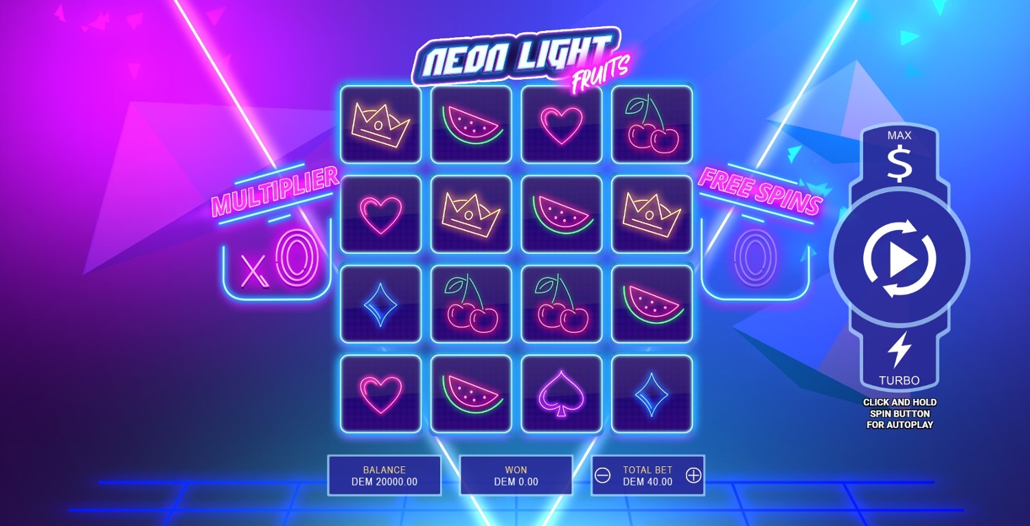 Neon Light Fruits Slot Gameplay