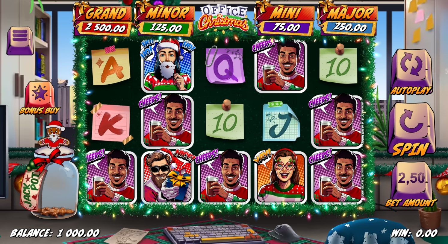 Office Christmas Slot Gameplay