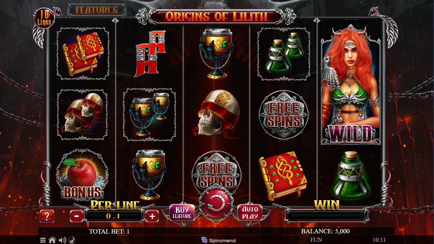 Origins Of Lilith: 10 Lines Slot Gameplay