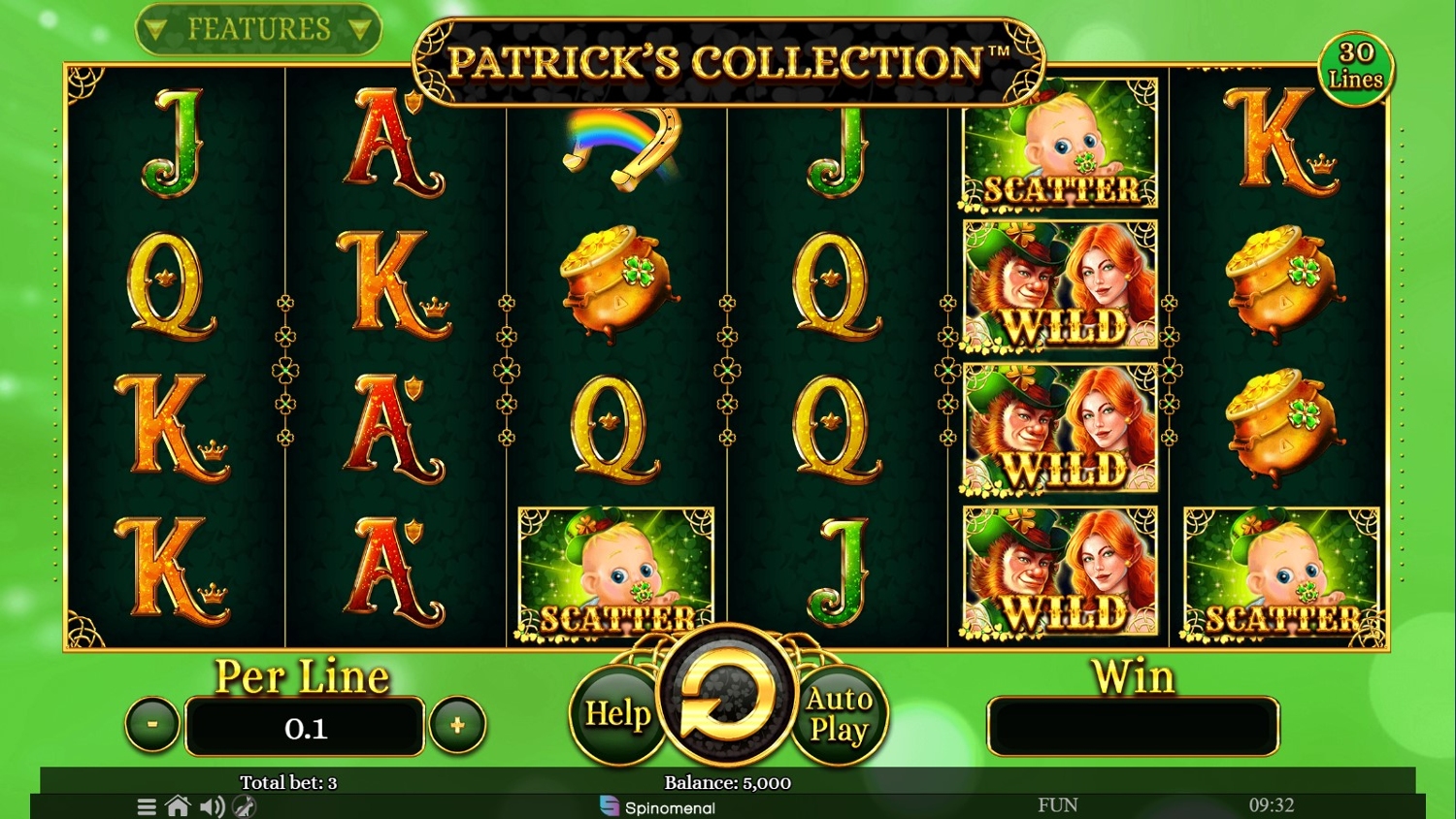 Patrick's Collection: 30 Lines Slot Gameplay