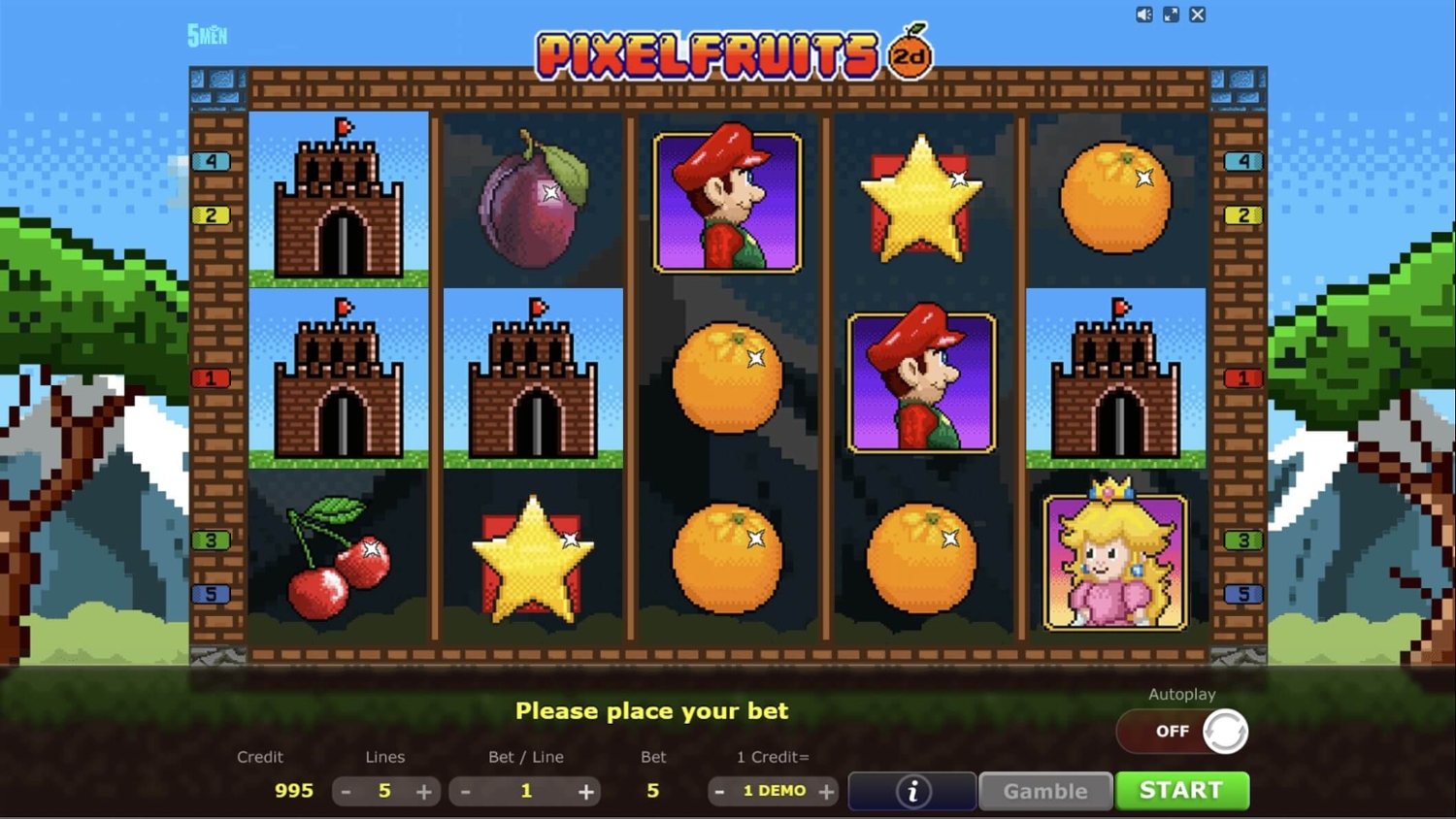 Pixel Fruits 2D Slot Gameplay