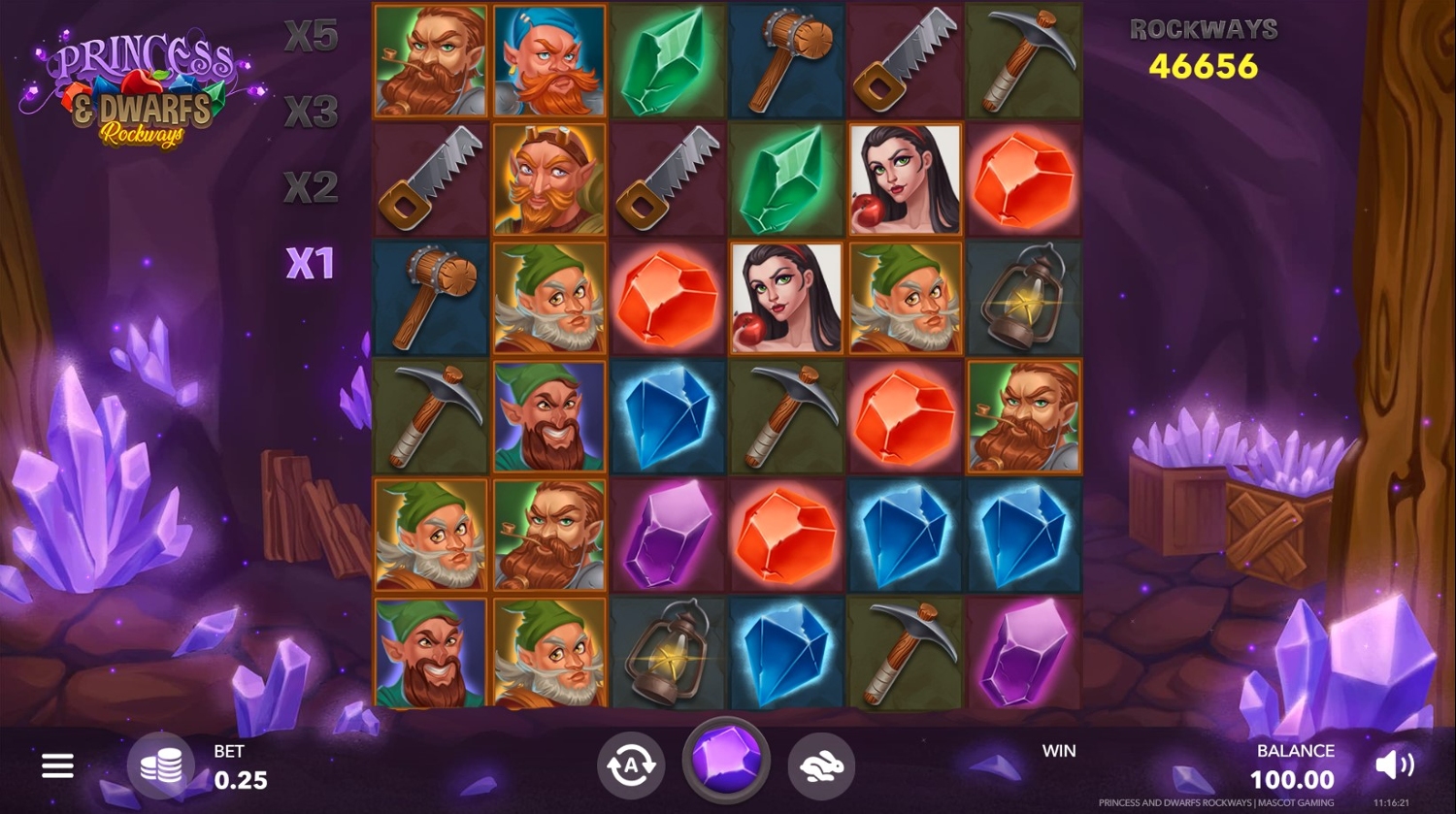 Princess & Dwarfs Rockways Slot Gameplay