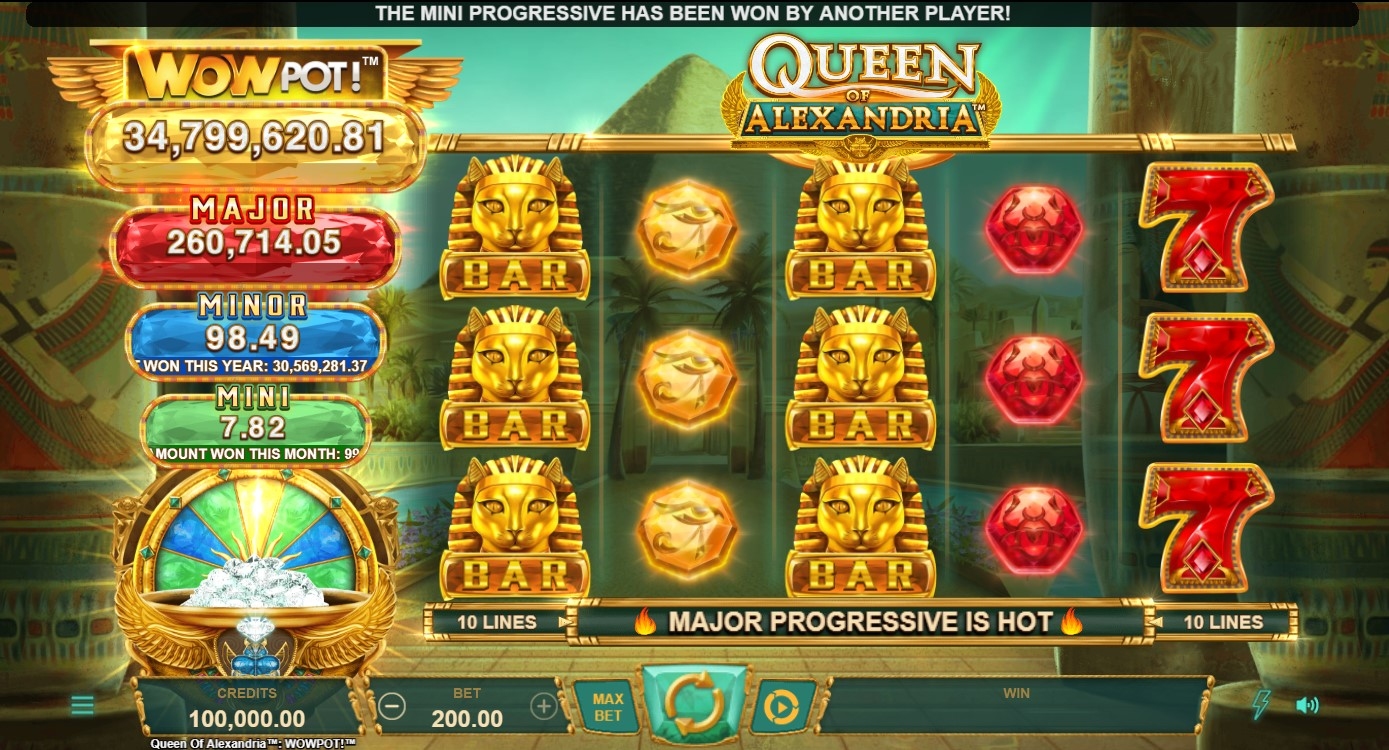 Queen of Alexandria WOWPOT Slot Gameplay