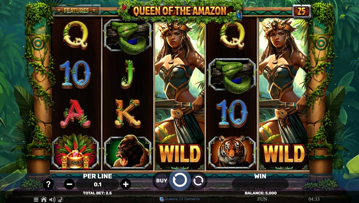 Queen of the Amazon Slot Gameplay