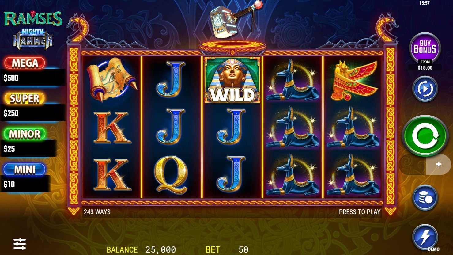 Ramses Mighty Hammer Slot Gameplay