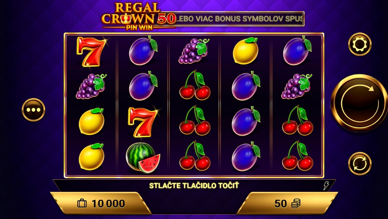 Regal Crown 50 Pin Win Slot Gameplay