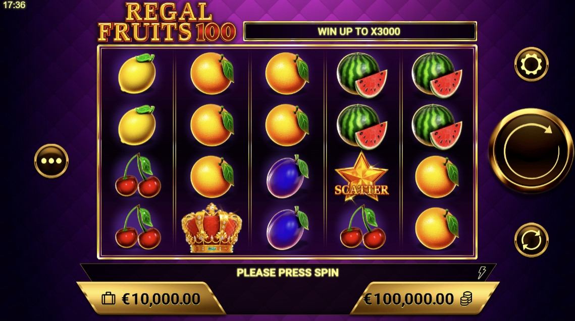 Regal Fruits 100 Slot Gameplay