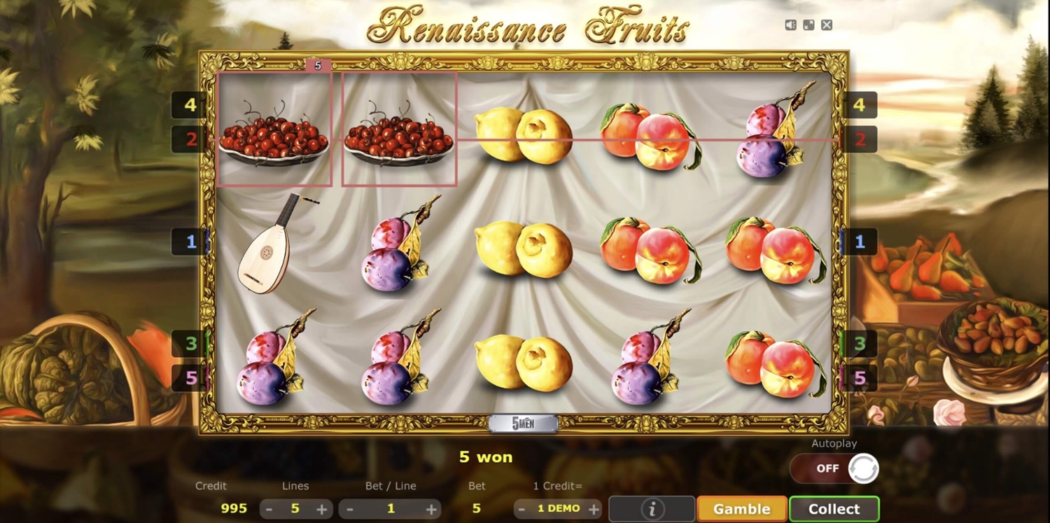 Renaissance Fruits Slot Gameplay