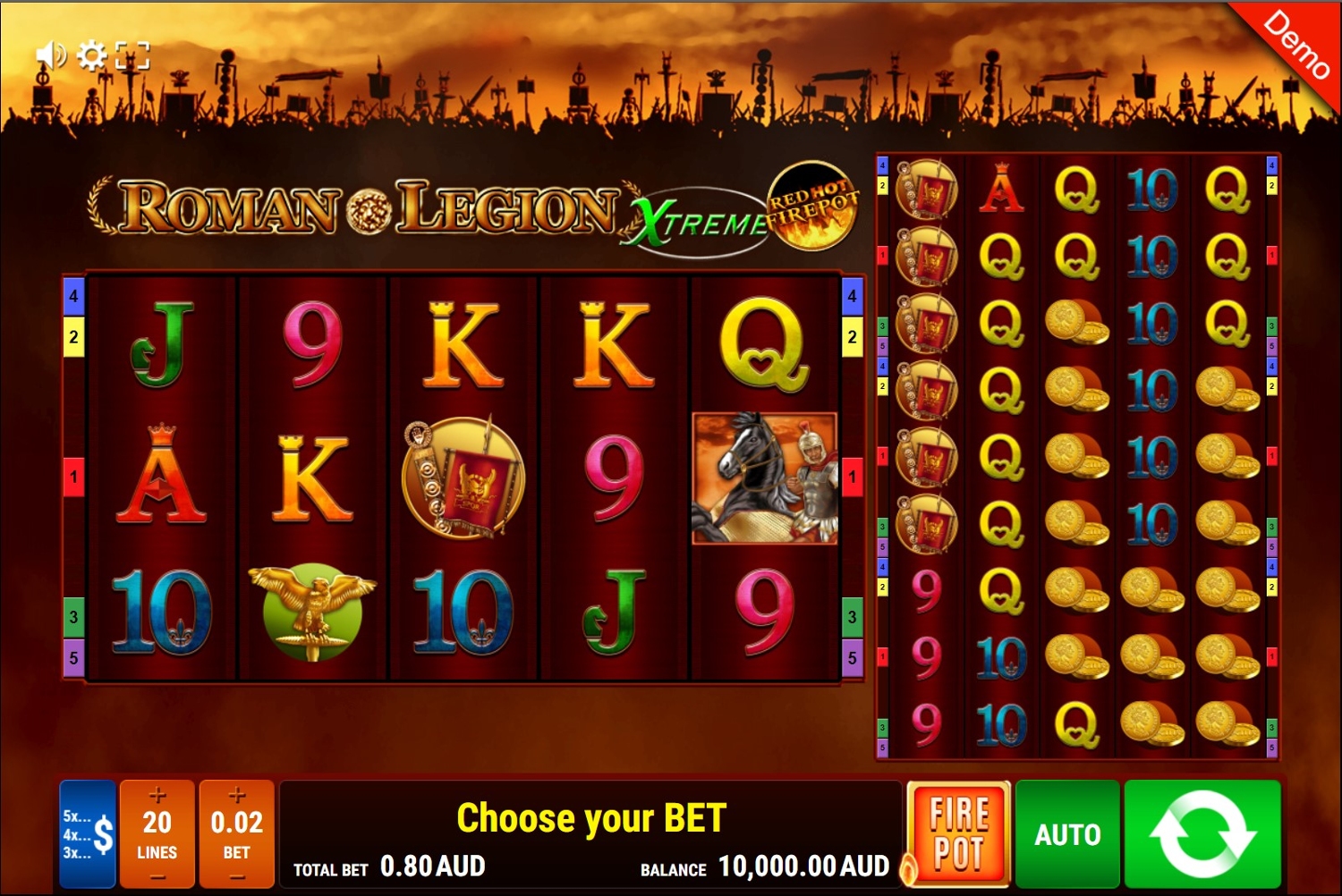 Roman Legion Extreme - Red Hot Firepot Slot Gameplay