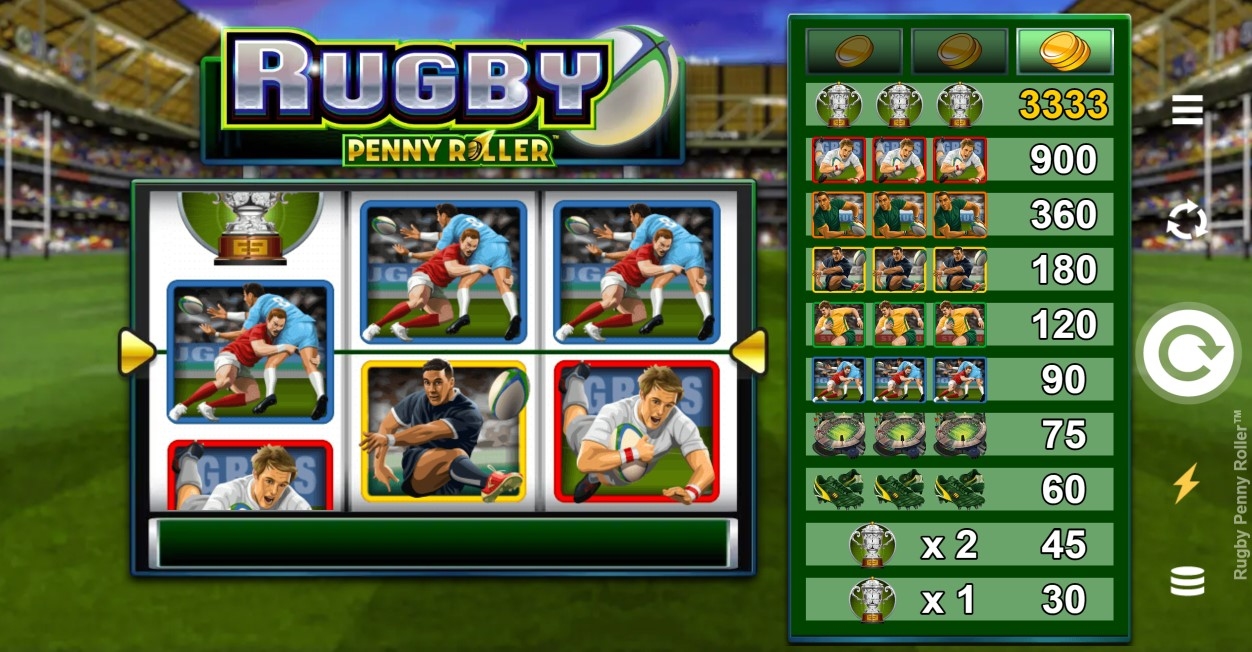 Rugby Penny Roller Slot Gameplay