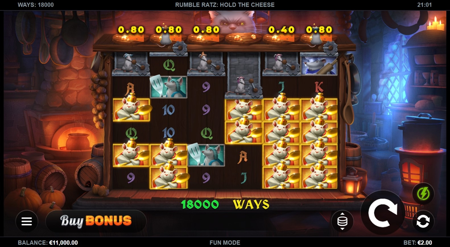 Rumble Ratz Hold the Cheese Slot Gameplay