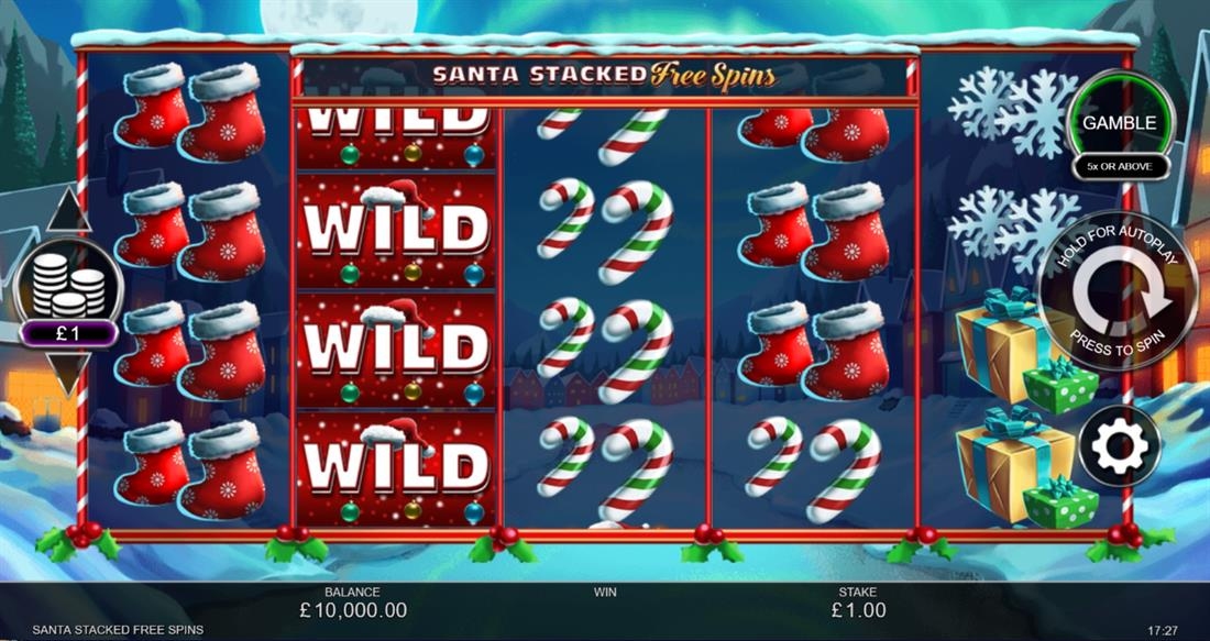 Santa Stacked Free Spins Slot Gameplay