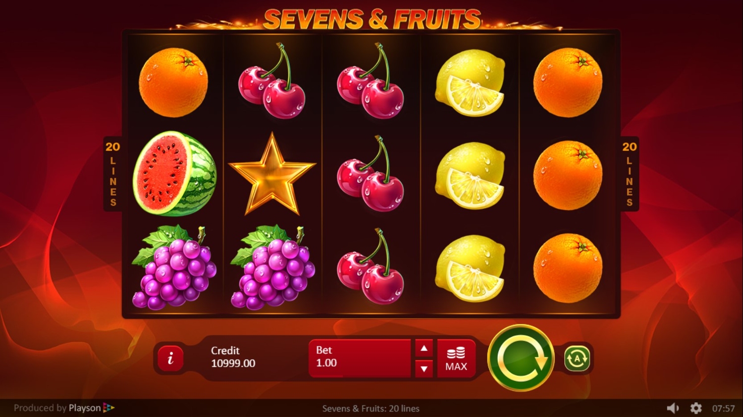 Sevens & Fruits: 20 lines Slot Gameplay