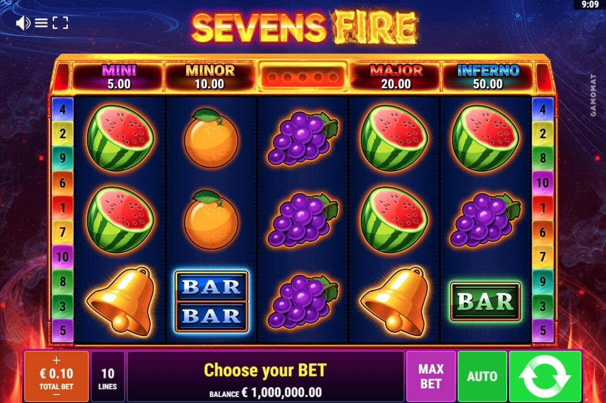 Sevens Fire Slot Gameplay
