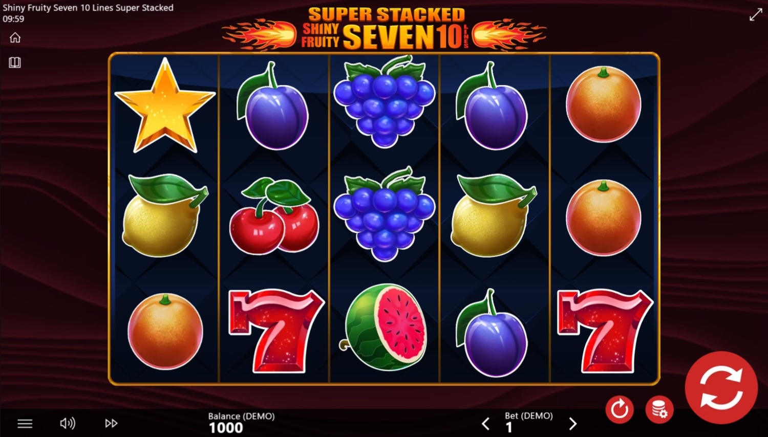 Shiny Fruits Seven: 10 Lines Super Stacked Slot Gameplay