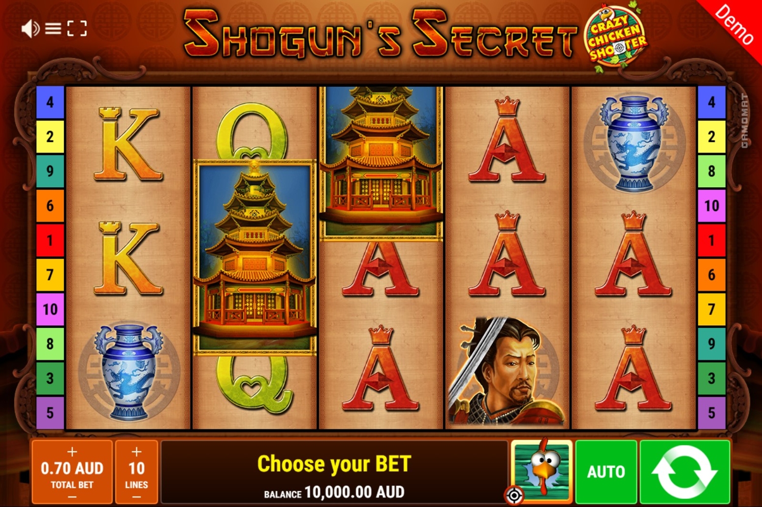 Shogun's Secrets - Crazy Chicken Shooter Slot Gameplay