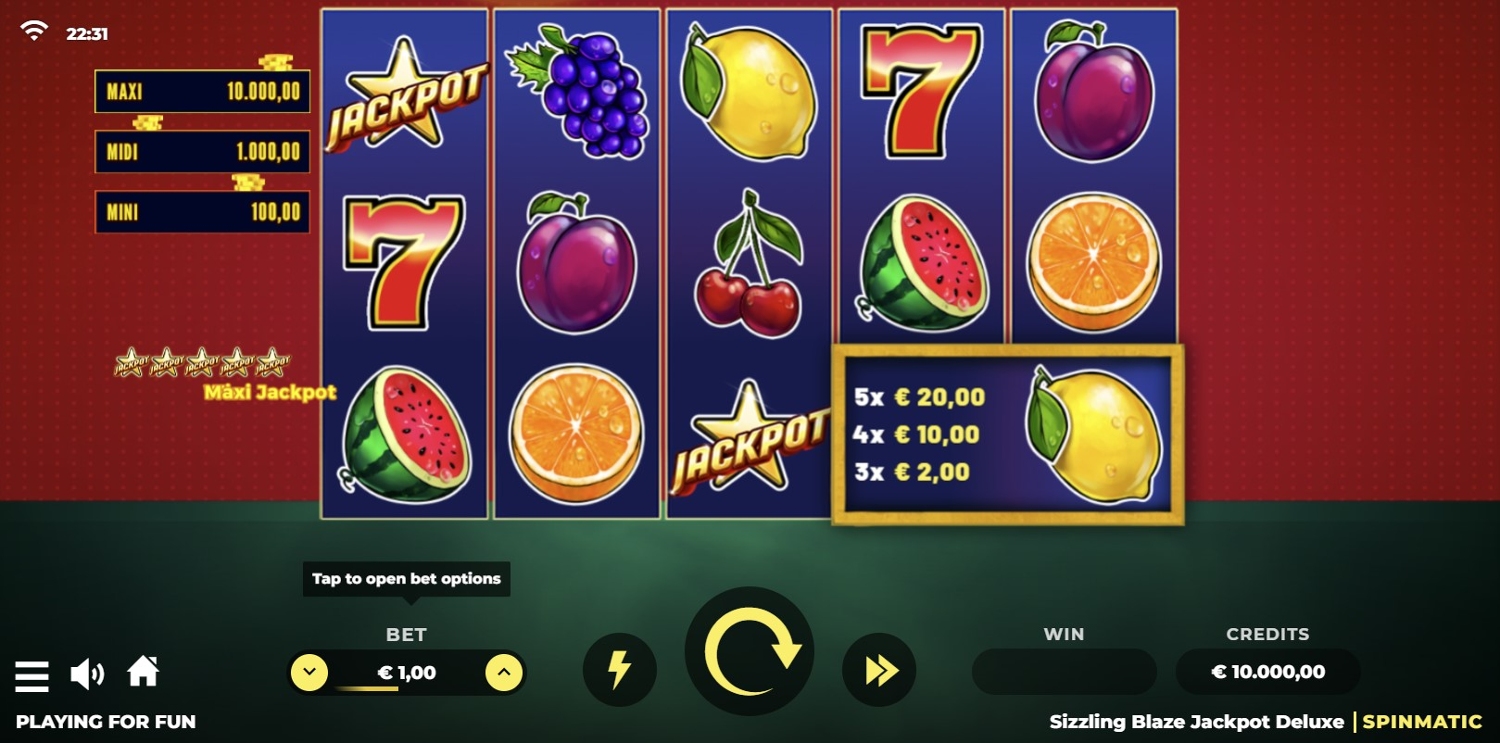Sizzling Blaze Jackpot Deluxe Slot Gameplay