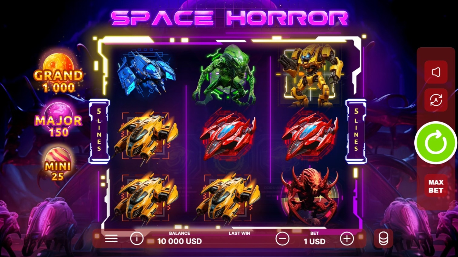Space Horror Slot Gameplay