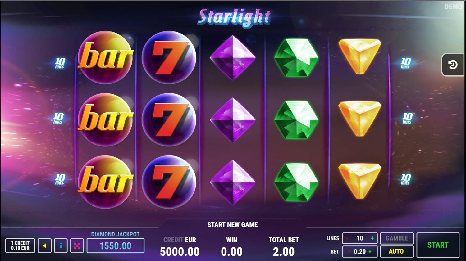 Starlight Slot Gameplay