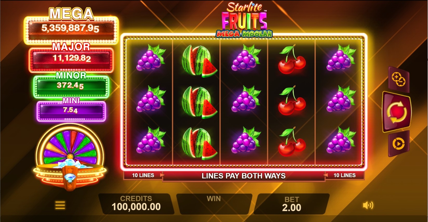 Starlite Fruits: Mega Moolah Slot Gameplay