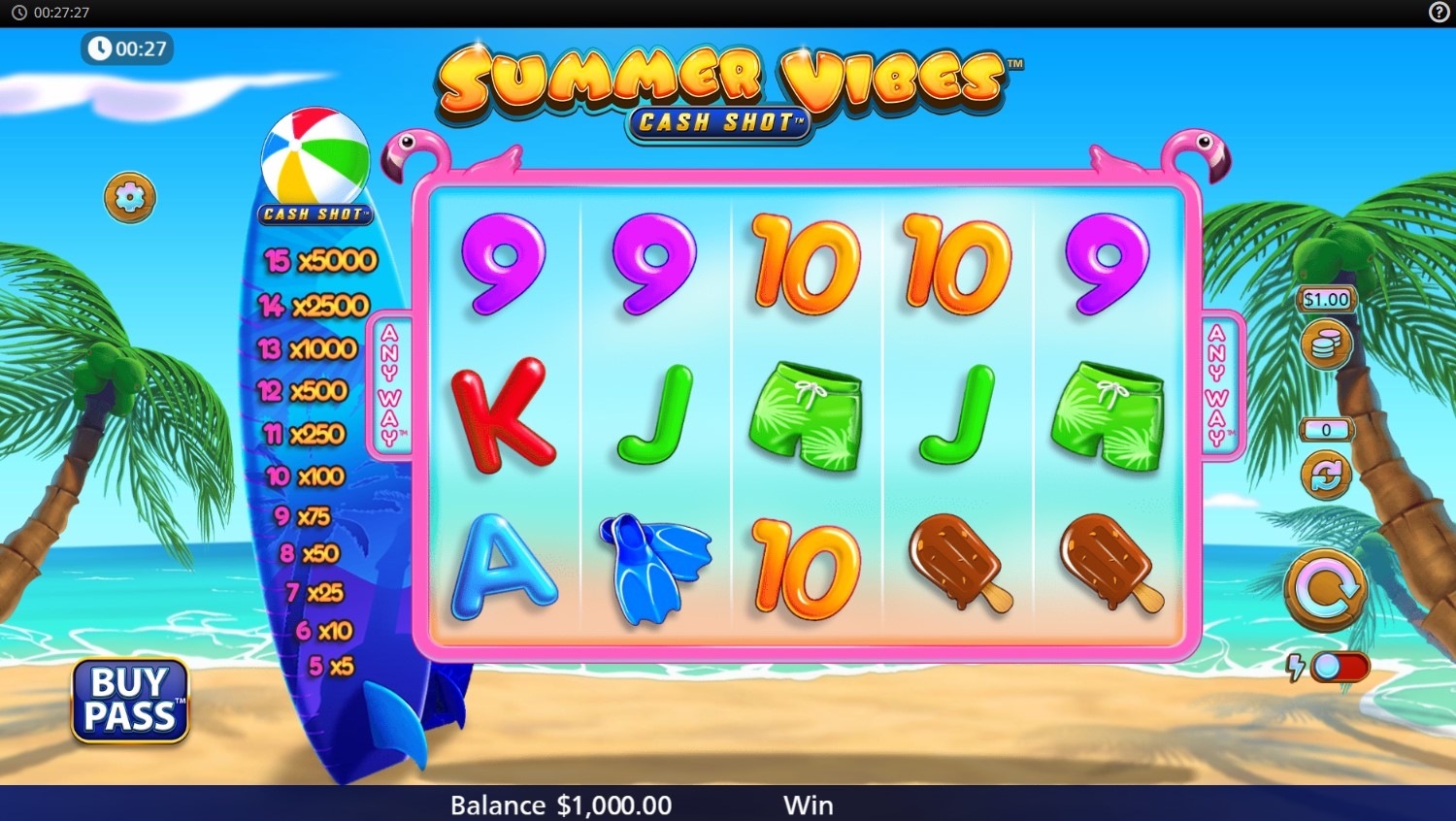 Summer Vibes Cash Shot Slot Gameplay